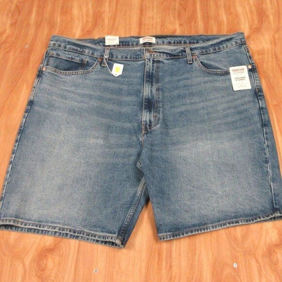 SIGNATURE By LEVI STRAUSS Loose Denim 9" Baggy Jean SHORTS Mens Sz 44 Blue NWT - Picture 1 of 11
